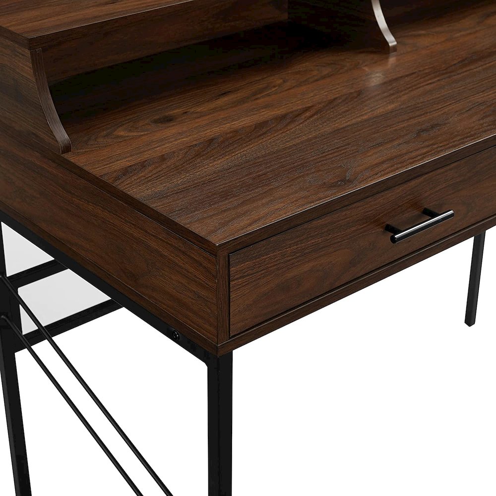 Vetti 44" 2-Drawer Desk with Hutch - Dark Walnut. Picture 3