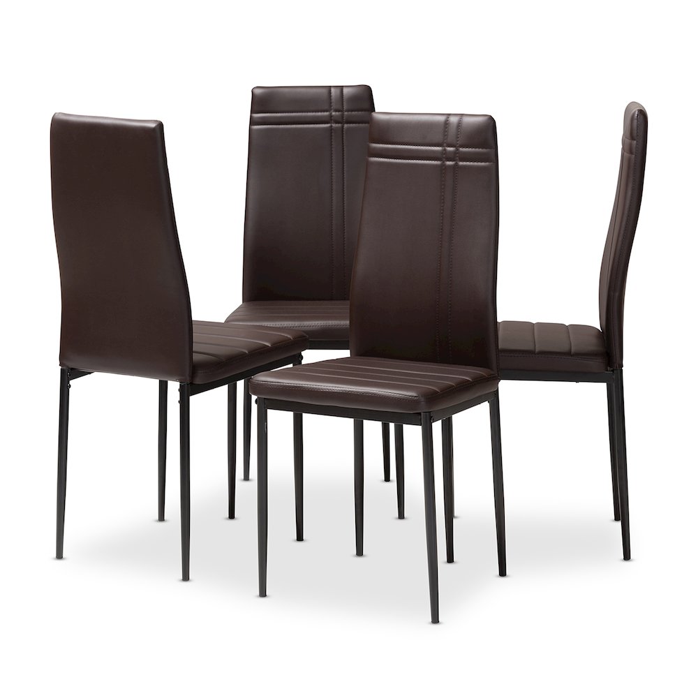 Matiese Modern and Contemporary Brown Faux Leather Upholstered Dining Chair (Set of 4). Picture 1
