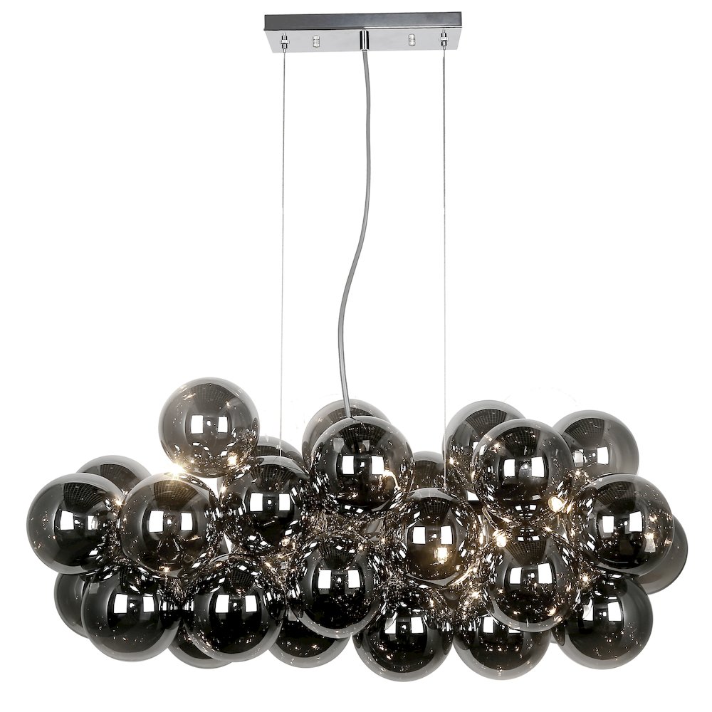 10 Light Horizontal Pendant, Polished Chrome with Smoked Glass. Picture 1