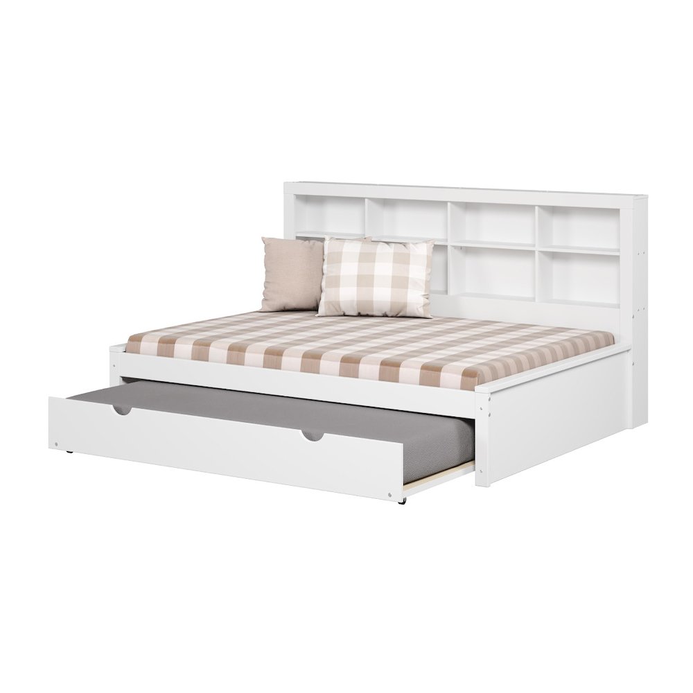 FULL BOOKCASE DAYBED WITH TRUNDLE WHITE. Picture 1