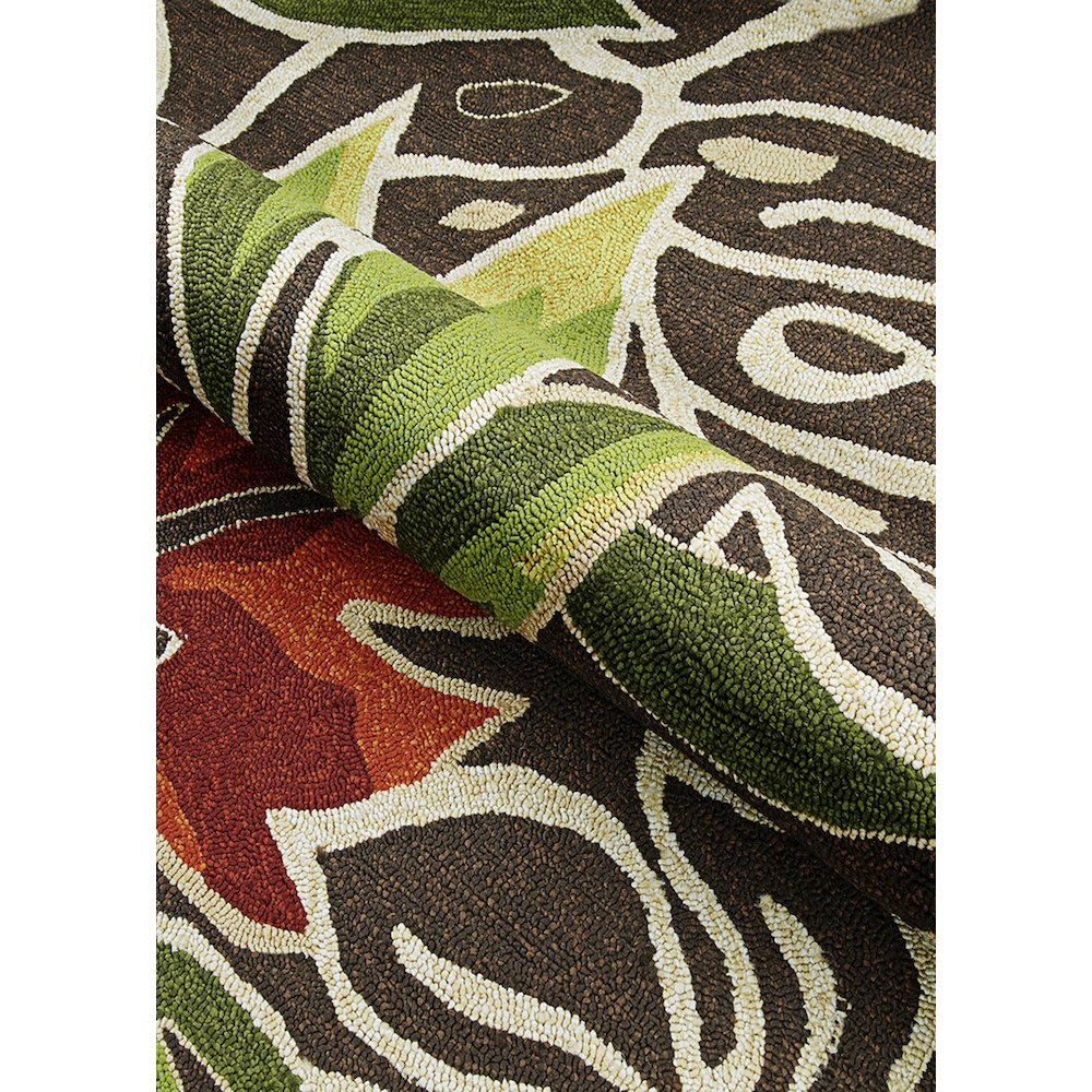 Areca Palms Area Rug, Brown/Forest Green ,Round, 7'10" x 7'10". Picture 2