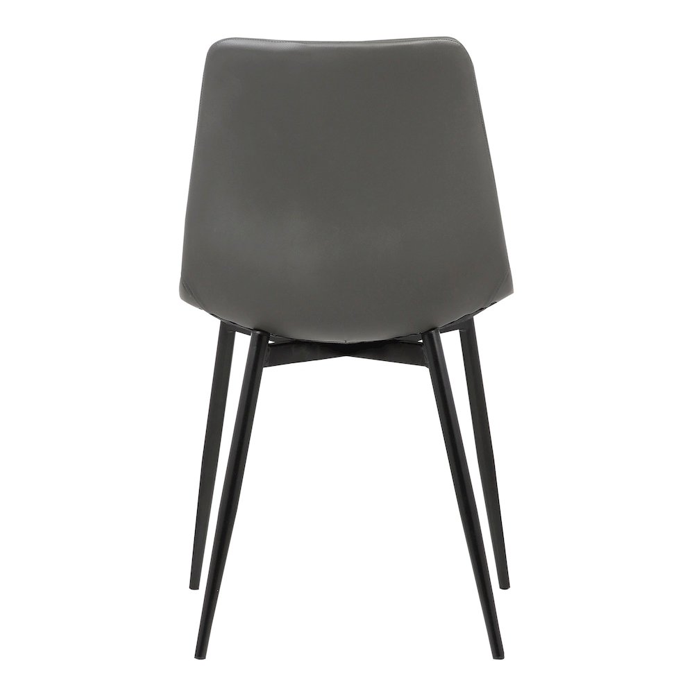 Armen Living Monte Contemporary Dining Chair in Gray Faux Leather with Black Powder Coated Metal Legs. Picture 2