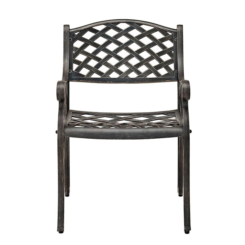Antique Brown Cast Aluminum Patio Chairs, Set of 2. Picture 1