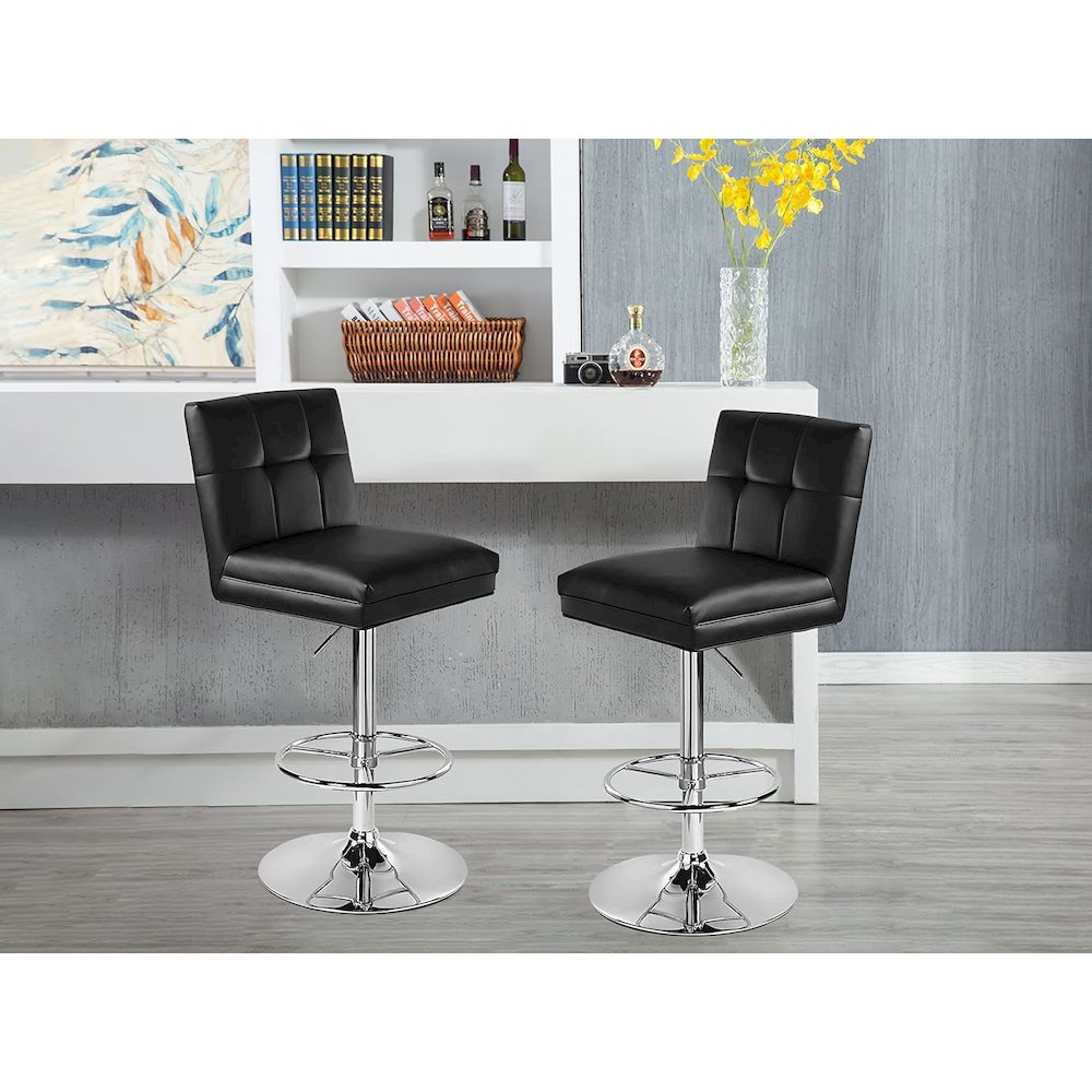 Sloan Adjustable Faux Leather Swivel Bar Stools - Set of 2. Picture 2