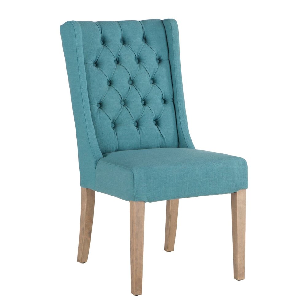 Chloe Teal Linen Dining Chairs, Set of 2. Picture 5
