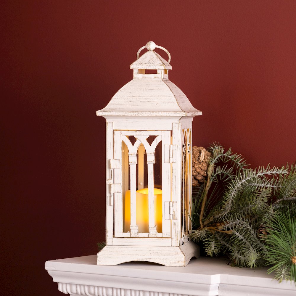 Lantern w/3"x3" LED Candle (Set of 2) 12.25"H Iron/Glass/Plastic. Picture 3