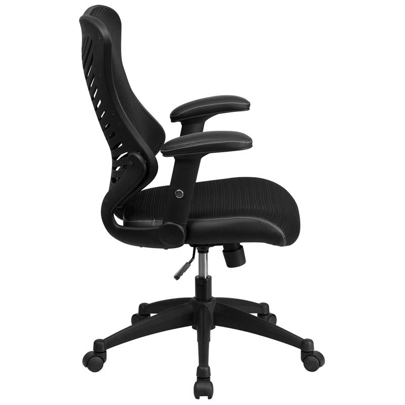 High Back Designer Black Mesh Executive Swivel Office Chair with Adjustable Arms. Picture 2
