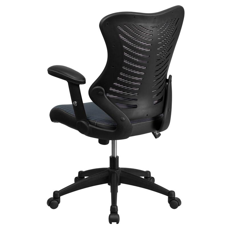 High Back Designer Gray Mesh Executive Swivel Office Chair with Adjustable Arms. Picture 3