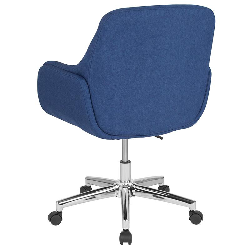 Rochelle Home and Office Upholstered Mid-Back Chair in Blue Fabric. Picture 3