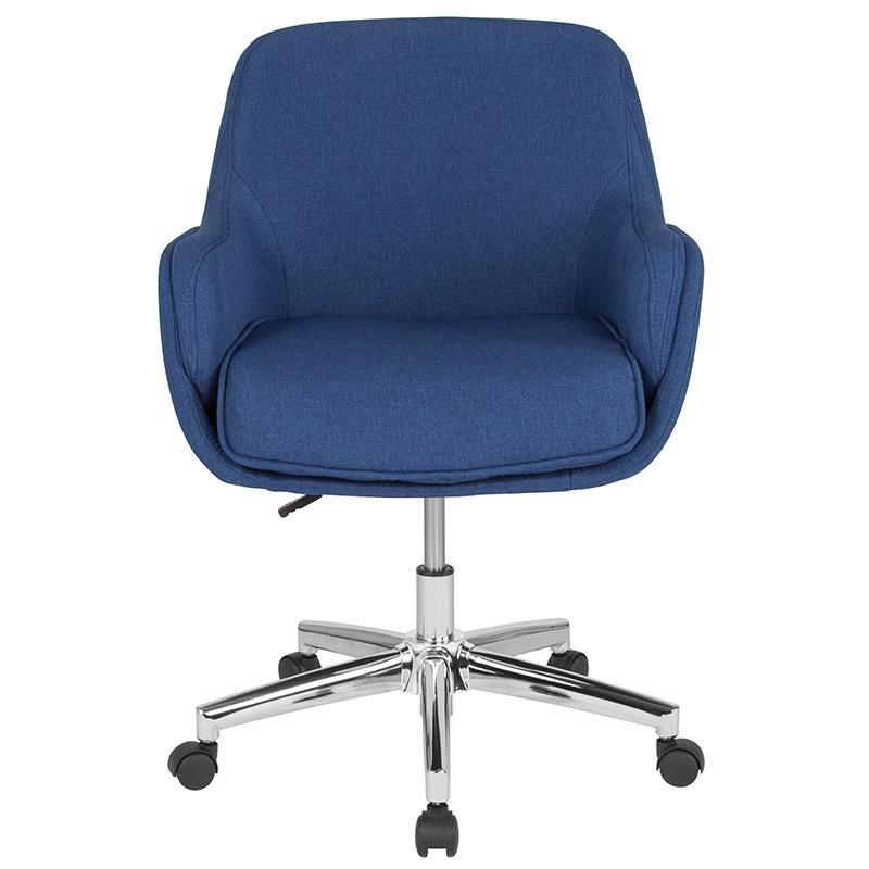 Rochelle Home and Office Upholstered Mid-Back Chair in Blue Fabric. Picture 4