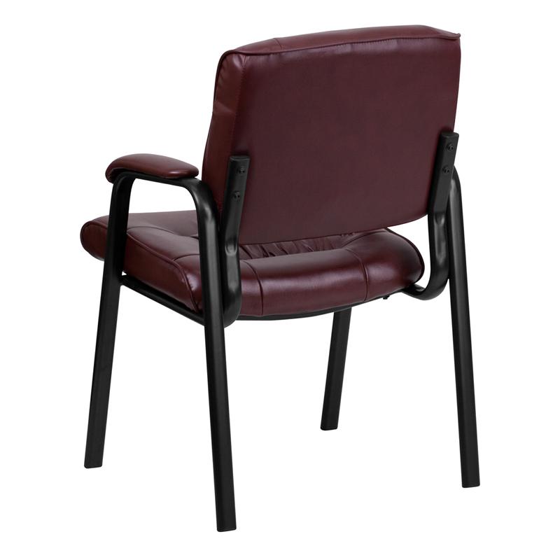 Burgundy LeatherSoft Executive Side Reception Chair with Black Metal Frame. Picture 3