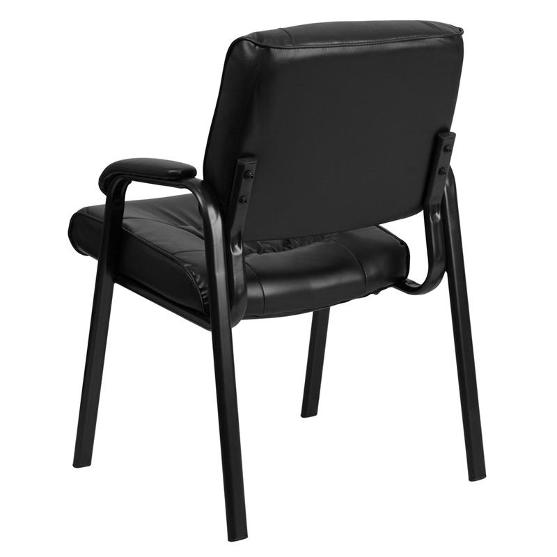 Black LeatherSoft Executive Side Reception Chair with Black Metal Frame. Picture 3