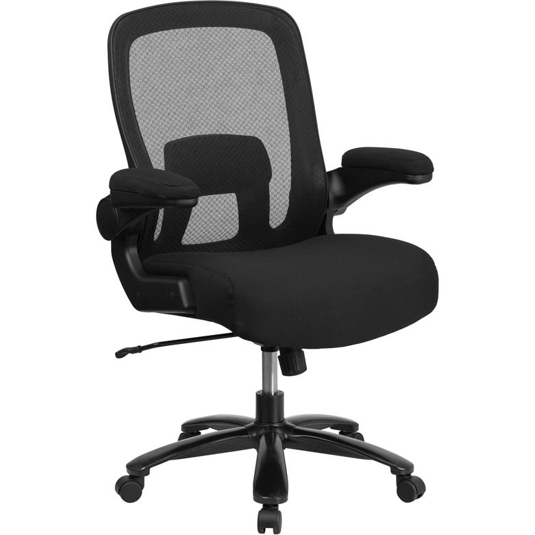 Big & Tall Office Chair | Black Mesh Executive Swivel Office Chair with Lumbar and Back Support and Wheels. Picture 1