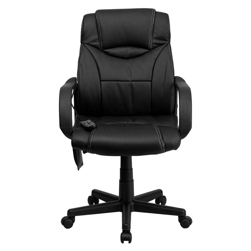 Mid-Back Ergonomic Massaging Black Executive Swivel Office Chair with Arms. Picture 4