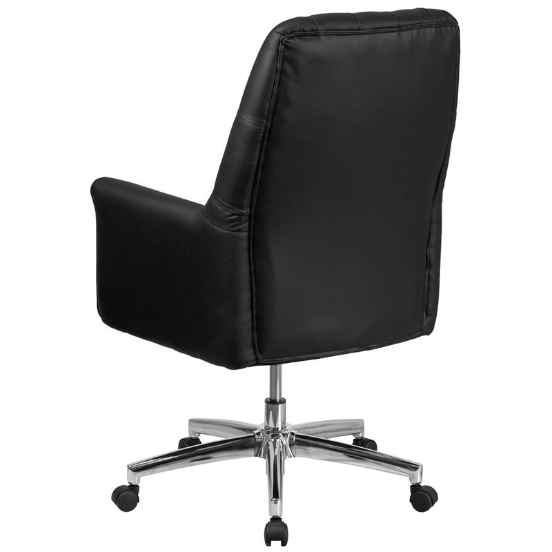 Mid-Back Traditional Tufted Black LeatherSoft Executive Swivel Office Chair with Arms. Picture 3