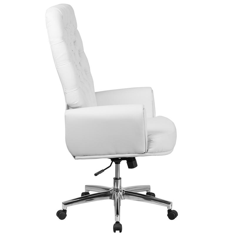 High Back White LeatherSoft Executive Swivel Office Chair with Arms. Picture 2