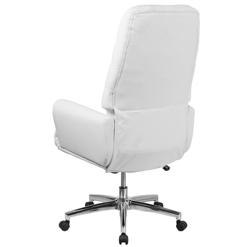 High Back White LeatherSoft Executive Swivel Office Chair with Arms. Picture 3
