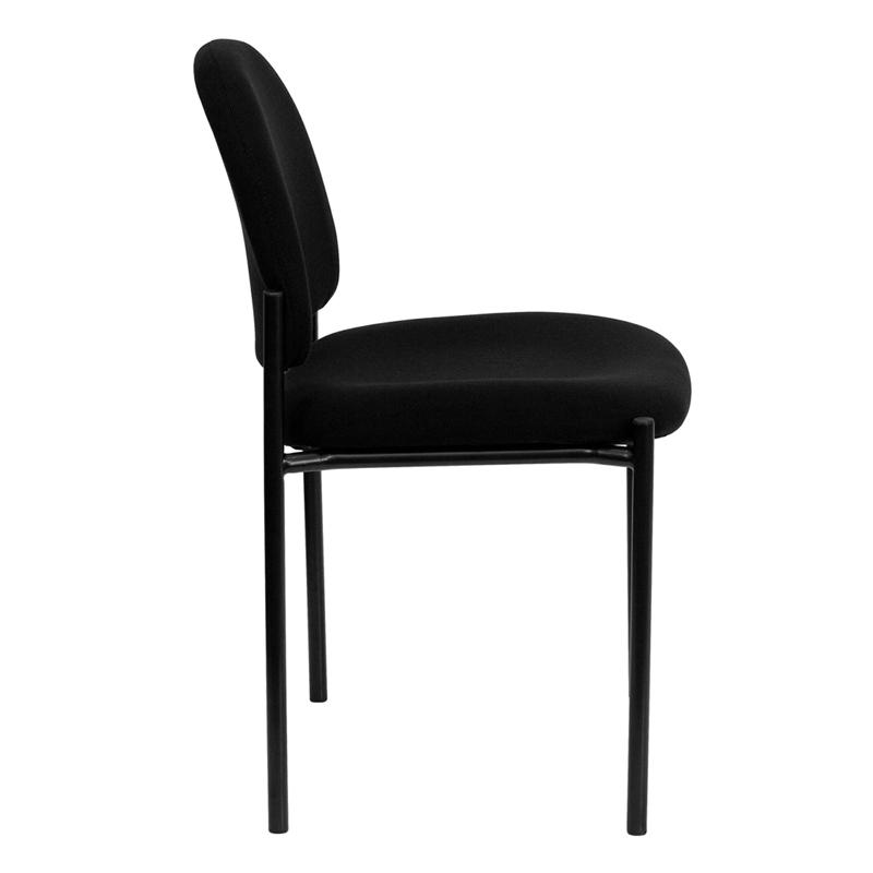 Comfort Black Fabric Stackable Steel Side Reception Chair. Picture 2