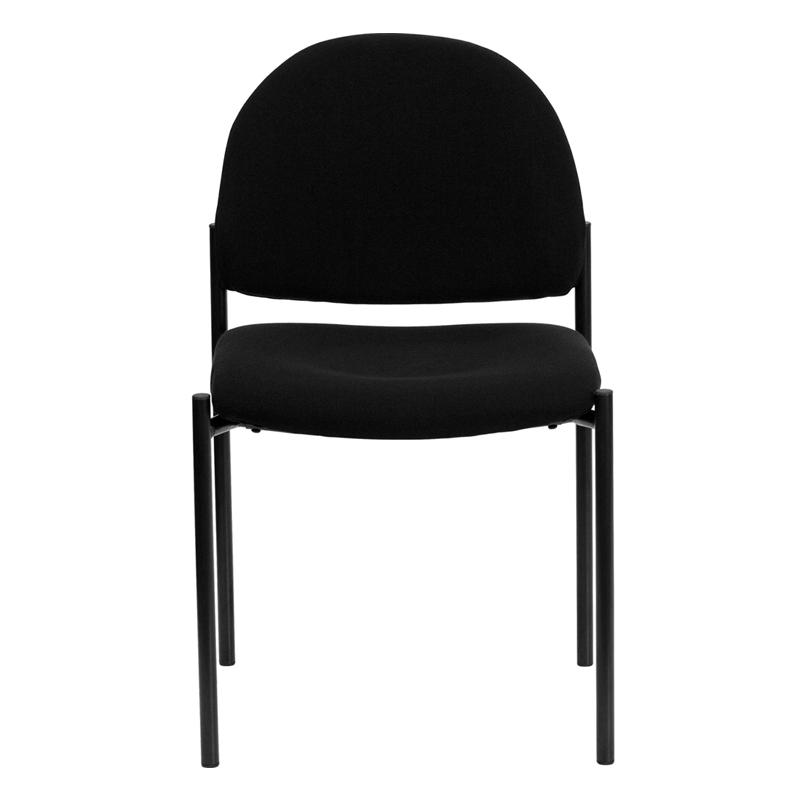 Comfort Black Fabric Stackable Steel Side Reception Chair. Picture 4