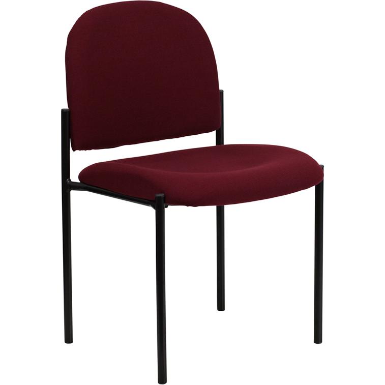 Comfort Burgundy Fabric Stackable Steel Side Reception Chair. Picture 1