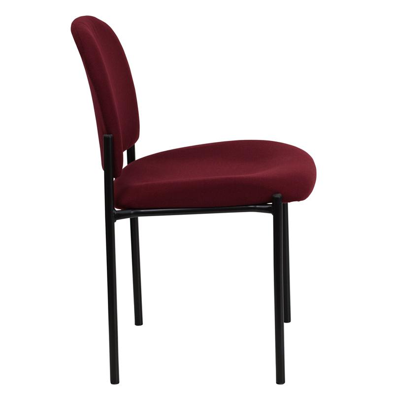 Comfort Burgundy Fabric Stackable Steel Side Reception Chair. Picture 2