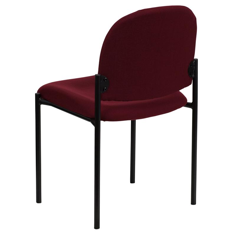 Comfort Burgundy Fabric Stackable Steel Side Reception Chair. Picture 3