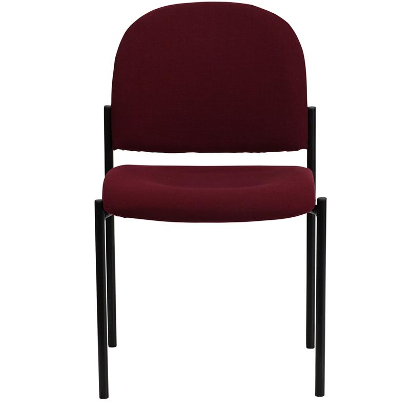 Comfort Burgundy Fabric Stackable Steel Side Reception Chair. Picture 4