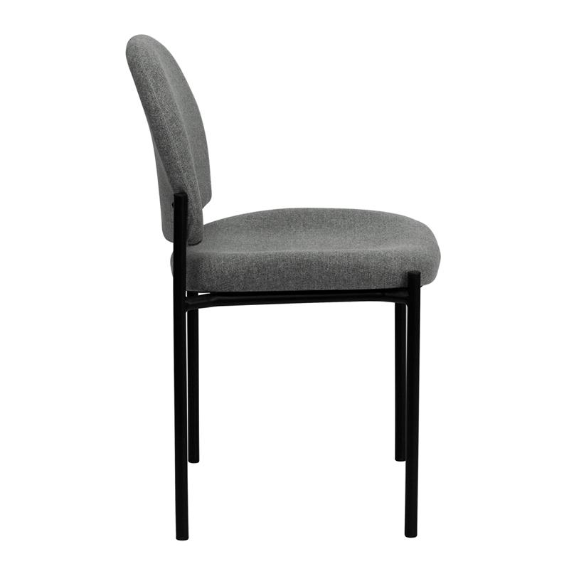 Comfort Gray Fabric Stackable Steel Side Reception Chair. Picture 2