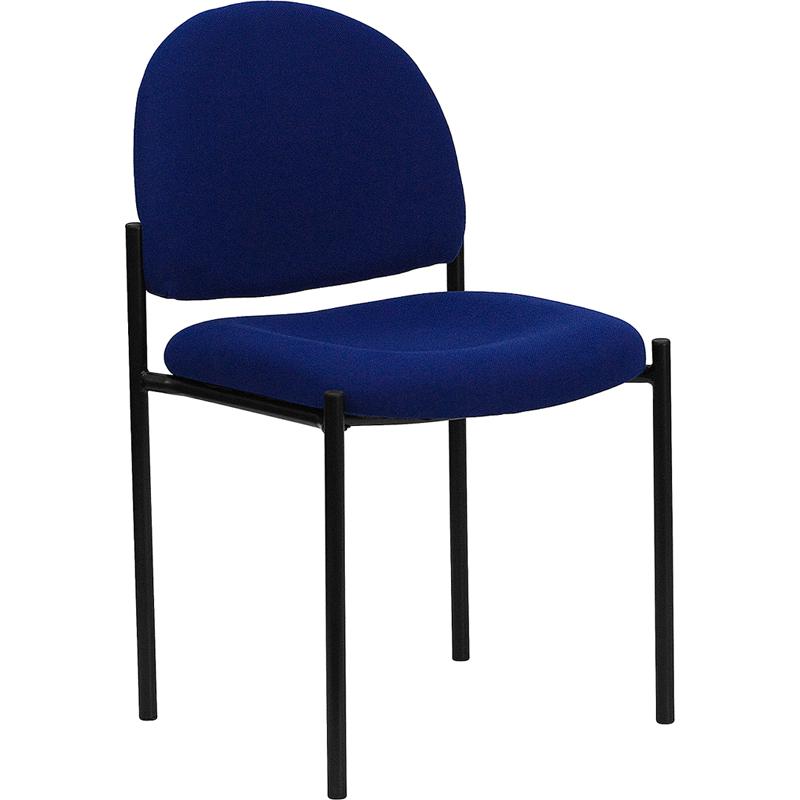 Comfort Navy Fabric Stackable Steel Side Reception Chair. Picture 1