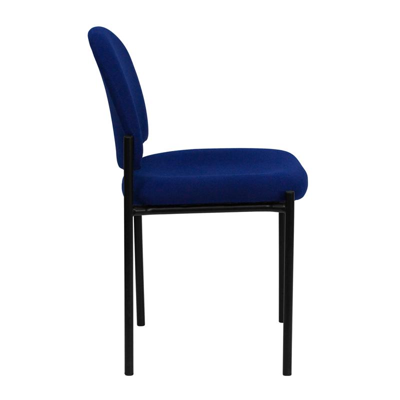 Comfort Navy Fabric Stackable Steel Side Reception Chair. Picture 2