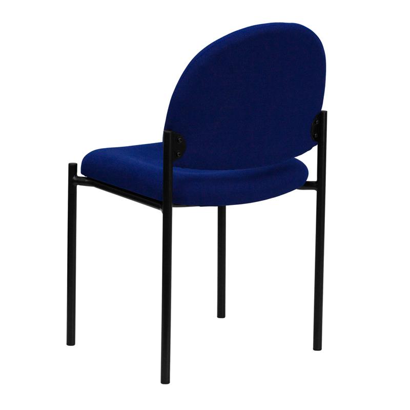 Comfort Navy Fabric Stackable Steel Side Reception Chair. Picture 3