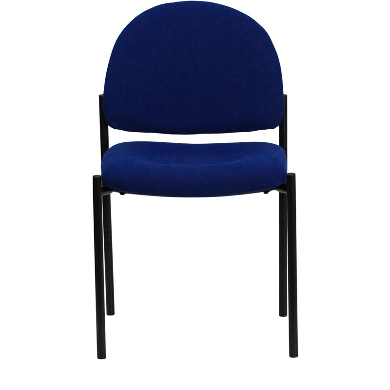 Comfort Navy Fabric Stackable Steel Side Reception Chair. Picture 4