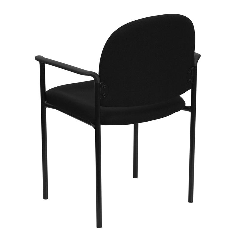 Comfort Black Fabric Stackable Steel Side Reception Chair with Arms. Picture 3