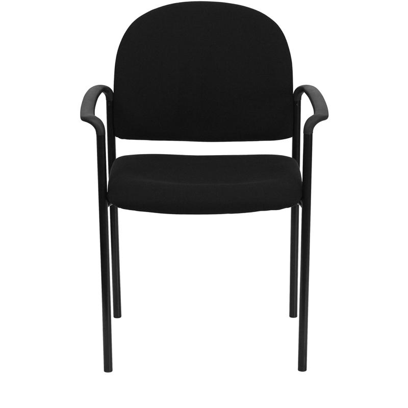 Comfort Black Fabric Stackable Steel Side Reception Chair with Arms. Picture 4