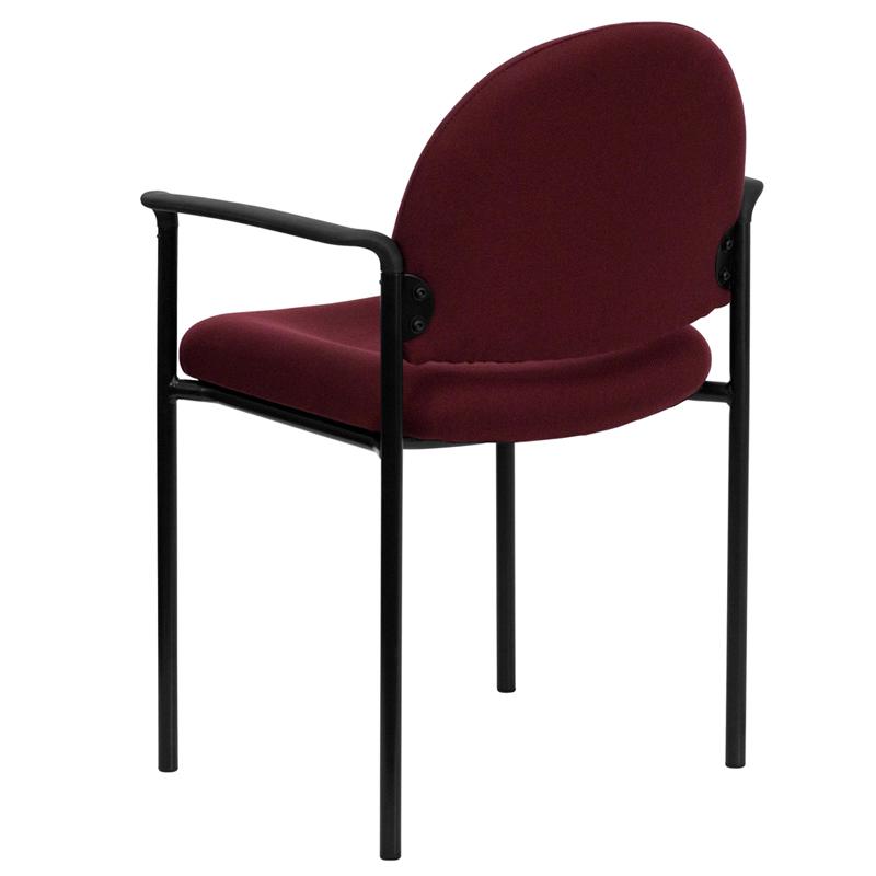 Comfort Burgundy Fabric Stackable Steel Side Reception Chair with Arms. Picture 3