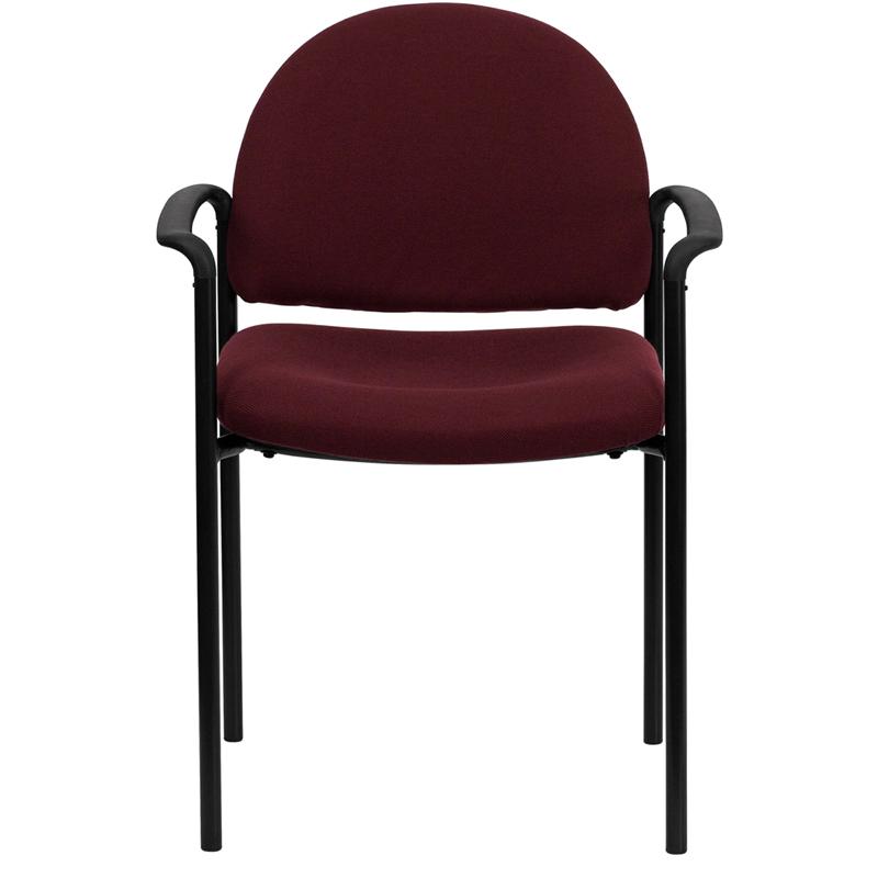 Comfort Burgundy Fabric Stackable Steel Side Reception Chair with Arms. Picture 4