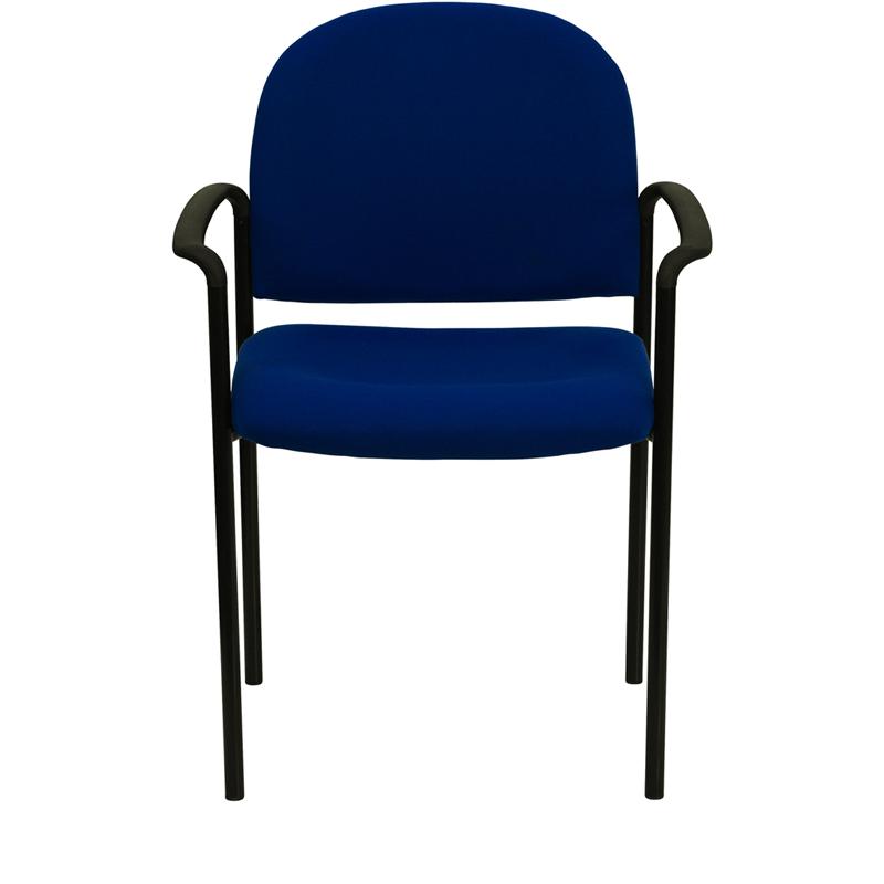 Comfort Navy Fabric Stackable Steel Side Reception Chair with Arms. Picture 4