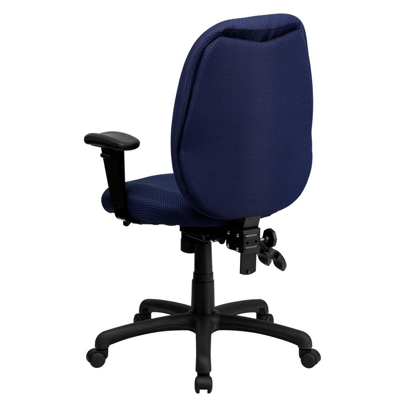 High Back Navy Fabric Multifunction Ergonomic Executive Swivel Office Chair with Adjustable Arms. Picture 3