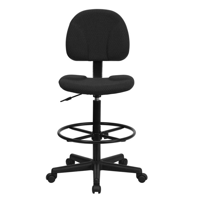 Black Patterned Fabric Drafting Chair (Cylinders: 22.5''-27''H or 26''-30.5''H). Picture 4