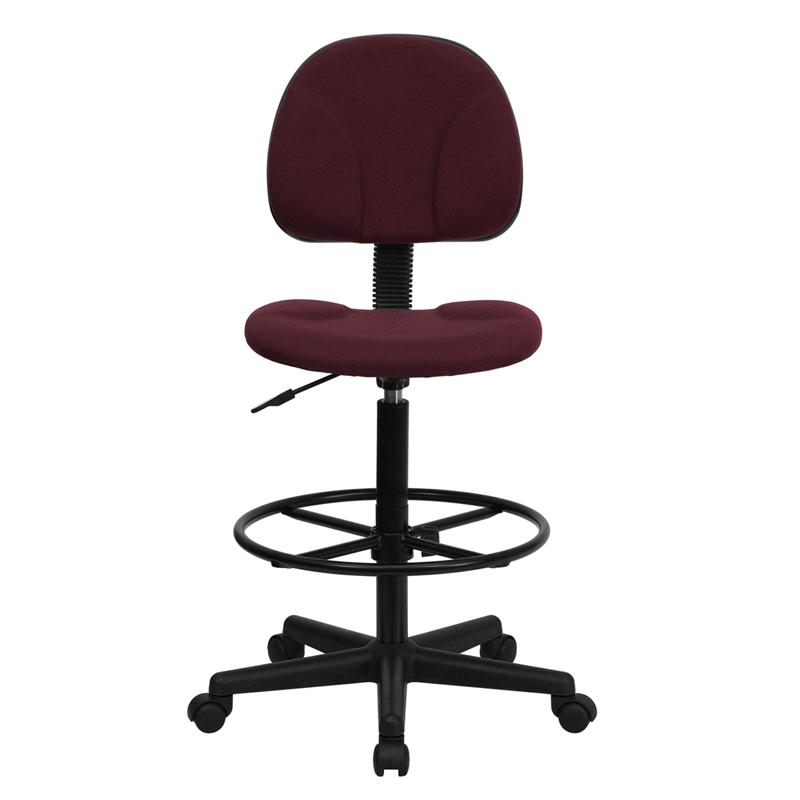 Burgundy Fabric Drafting Chair (Cylinders: 22.5''-27''H or 26''-30.5''H). Picture 4