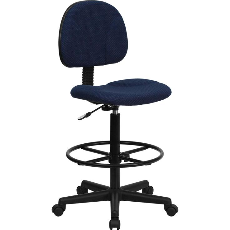 Navy Blue Fabric Drafting Chair (Cylinders: 22.5''-27''H or 26''-30.5''H). Picture 1