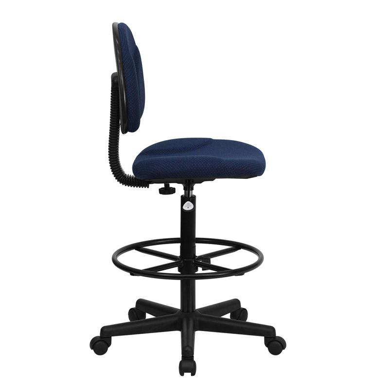 Navy Blue Fabric Drafting Chair (Cylinders: 22.5''-27''H or 26''-30.5''H). Picture 2