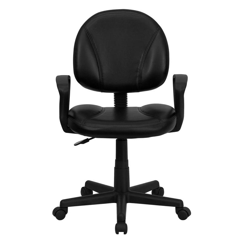 Mid-Back Black Swivel Task Office Chair with Back Depth Adjustment and Arms. Picture 4