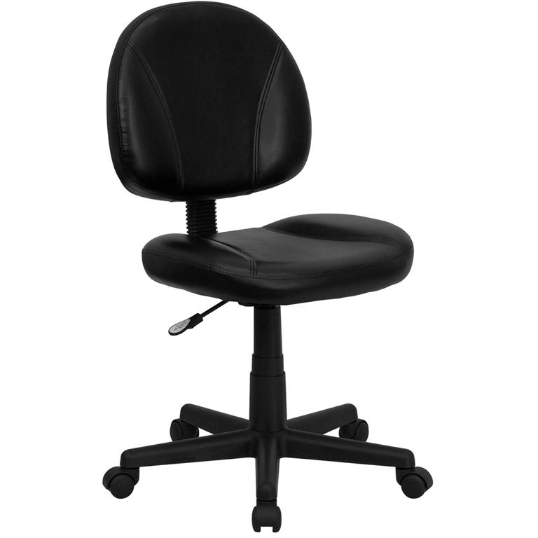 Mid-Back Black LeatherSoft Swivel Ergonomic Task Office Chair with Back Depth Adjustment. Picture 1