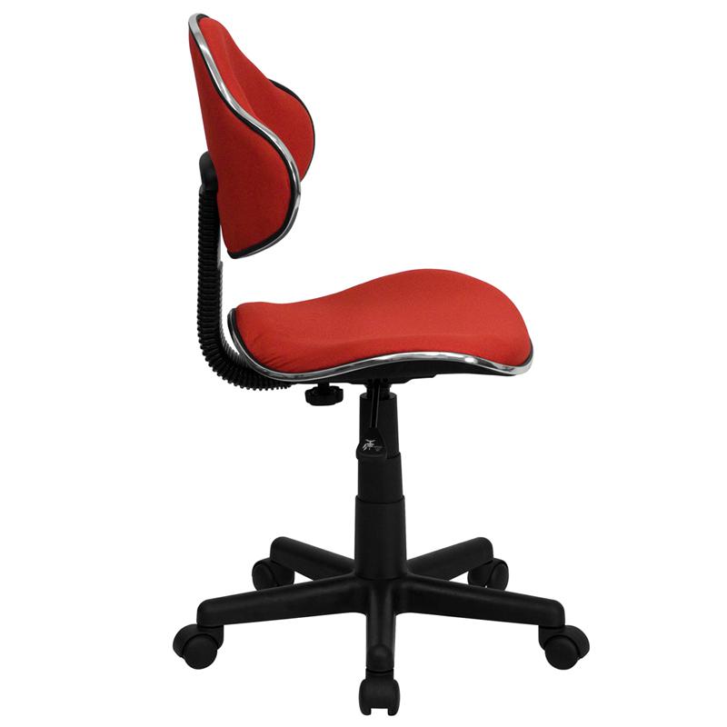 Red Fabric Swivel Ergonomic Task Office Chair. Picture 2
