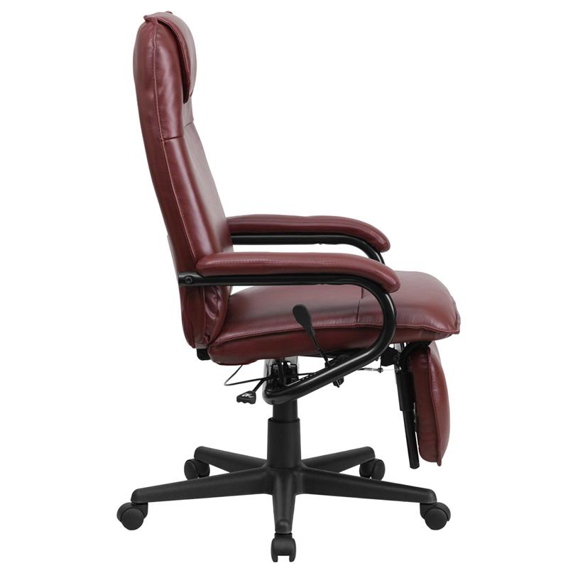 High Back Burgundy LeatherSoft Executive Reclining Ergonomic Swivel Office Chair with Arms. Picture 2