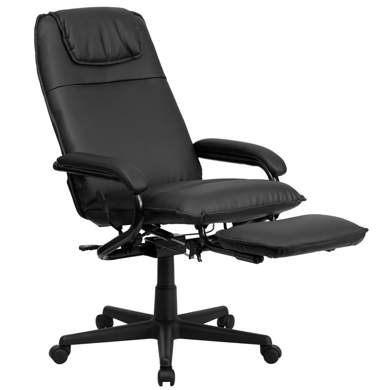 High Back Black LeatherSoft Executive Reclining Ergonomic Swivel Office Chair with Arms. Picture 5