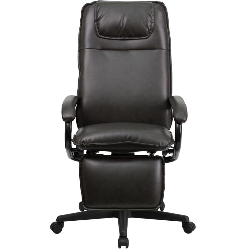 High Back Brown Executive Reclining Ergonomic Swivel Office Chair with Arms. Picture 4