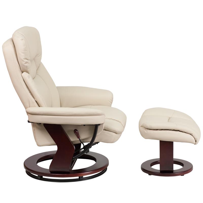 Recliner Chair with Ottoman | Beige Swivel Recliner Chair with Ottoman Footrest. Picture 2