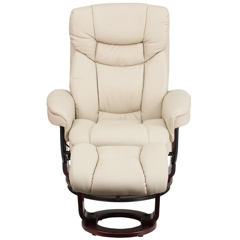 Recliner Chair with Ottoman | Beige Swivel Recliner Chair with Ottoman Footrest. Picture 4